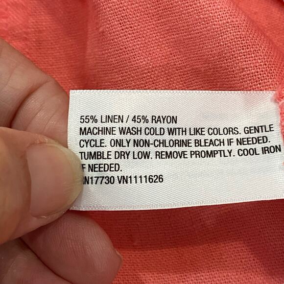 Ingrid+Isabel Maternity Size LARGE Womens Short Sleeve Linen Button Up Shirt - Picture 8 of 9